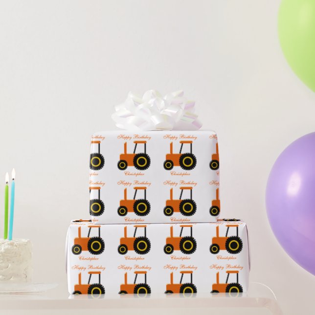 Papier Cadeau Tracteur Orange Anniversaire (Cadeaux de fête)