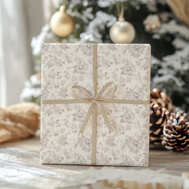 Papier Cadeau Traditional Floral Pink Christmas Wrapping Paper (Créateur téléchargé)