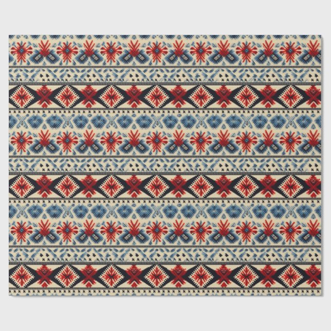 Papier Cadeau Traditional Folk Embroidery Stripe  Pattern (Plat)