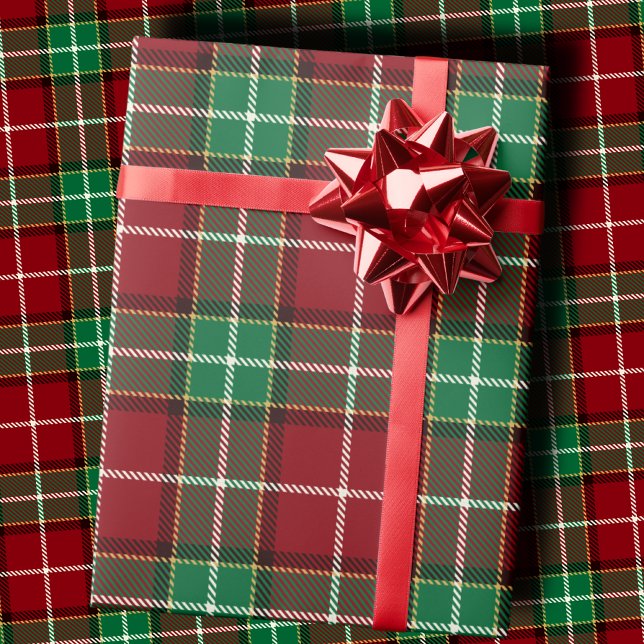 Papier Cadeau Traditional Maroon and Emerald Green Tartan Plaid (Créateur téléchargé)