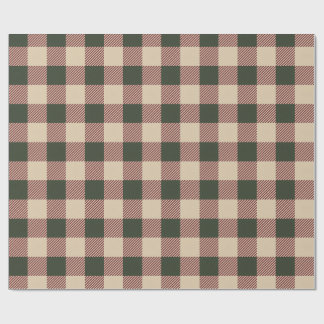 Papier cadeau traditionnel écossais vert rouge et