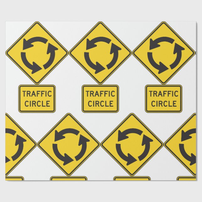 Papier Cadeau Traffic Circle Road Sign Yellow Diamond (Plat)