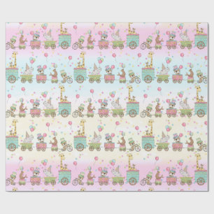 Papier Cadeau Train de Baby Animal Circus