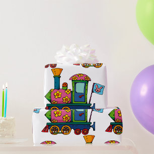 Papier Cadeau Train de fleurs jouet