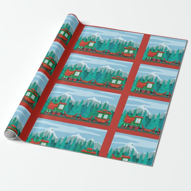 Papier Cadeau Train de Noël (Déroulé)