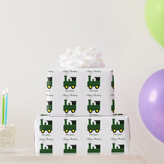 Papier Cadeau Train Vert Anniversaire (Cadeaux de fête)