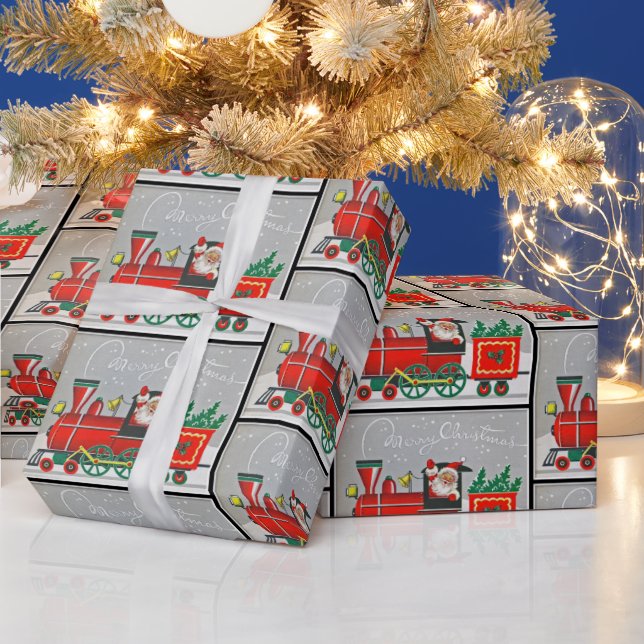 Papier Cadeau Train Vintage de Noël Père Noël (Vacances)