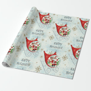 Papier Cadeau Traîneau Rétro Rotor de Père Noël