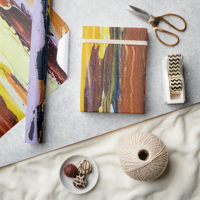 Papier Cadeau Traînées Abstraites Peintes (Artisanat)