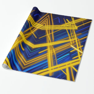Papier Cadeau Traînées de lumière néon intense, technologie numé