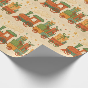 Papier Cadeau Trains de Noël de Petit Garçon