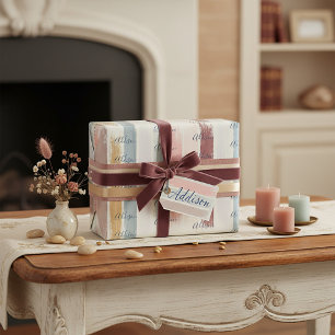 Papier Cadeau Traits de pinceau pastel personnalisés