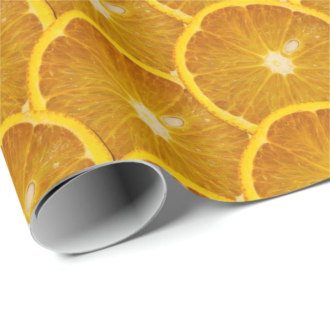 PAPIER CADEAU TRANCHE D'ORANGE DÉLICIEUSE (Coin rond)