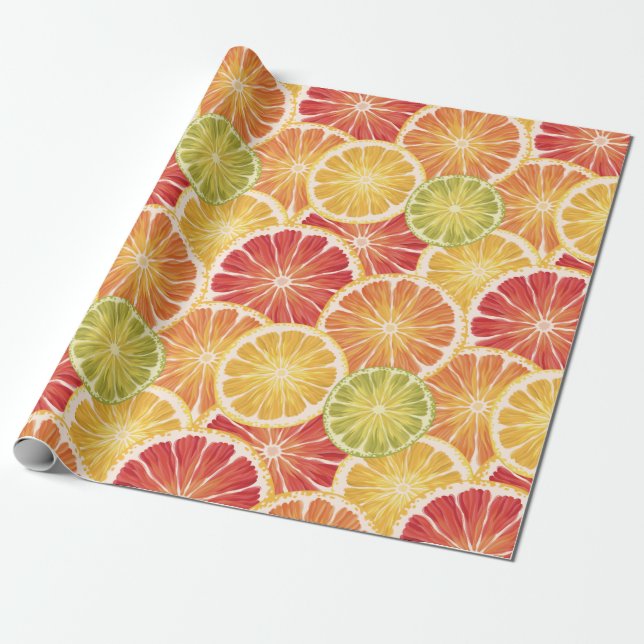 Papier Cadeau Tranches d'agrumes (Déroulé)