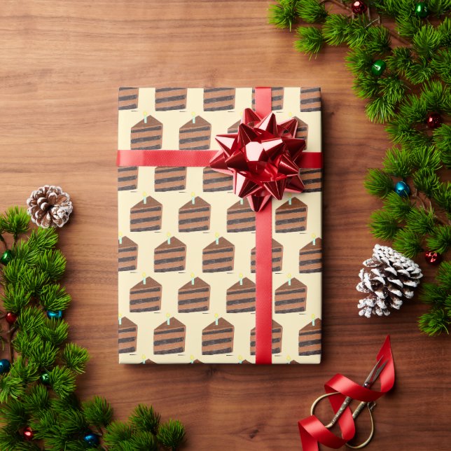 Papier Cadeau Tranches de gâteau au chocolat (Cadeau de vacances)