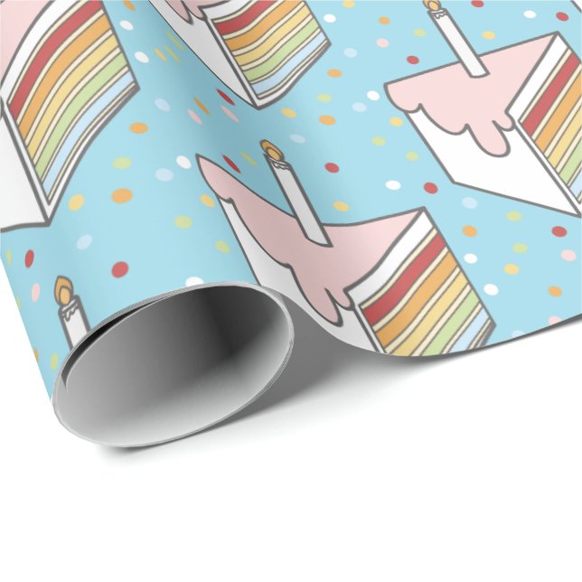 Papier Cadeau Tranches de gâteau en arc-en-ciel (Coin rond)