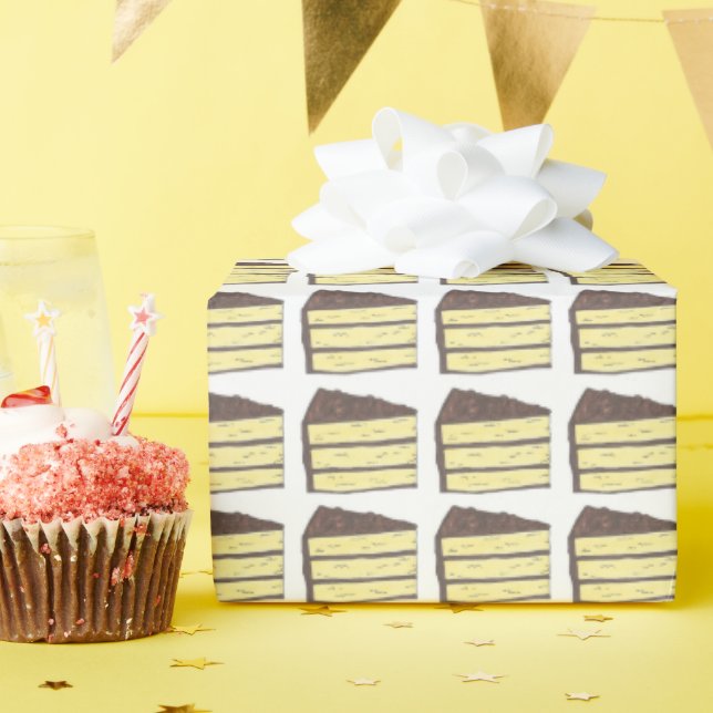 Papier Cadeau Tranches de gâteau jaune Dessert de cuisson (Fête d'anniversaire)