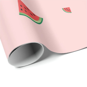 Papier Cadeau Tranches de pastèque sur rose