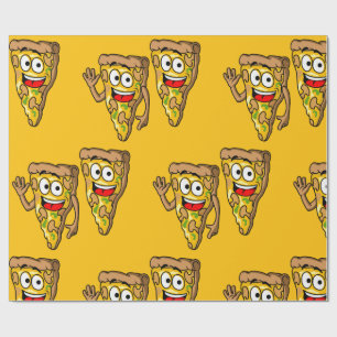Papier Cadeau Tranches de pizza aux champignons heureux