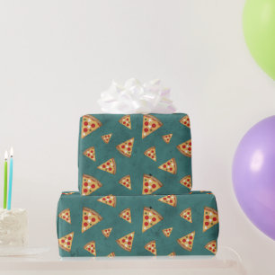 Papier Cadeau Tranches de pizza cool motif vintage sarcelle