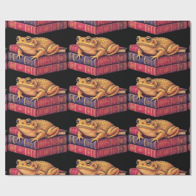 Papier Cadeau Trapaud enchanté sur des livres anciens - Art uniq (Plat)