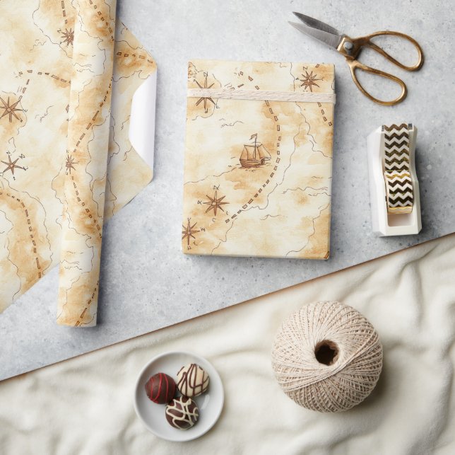 Papier Cadeau Treasure Island Map Birthday (Artisanat)
