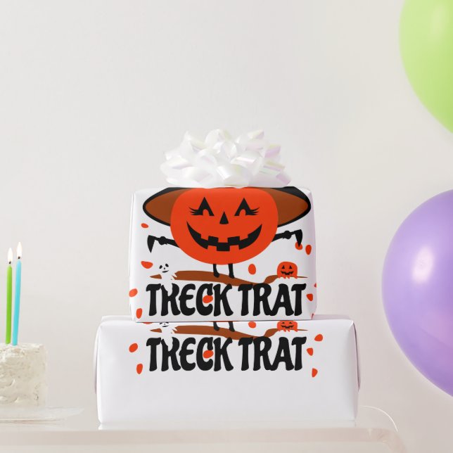 Papier Cadeau Treck Trat Citrouille Sourire (Cadeaux de fête)