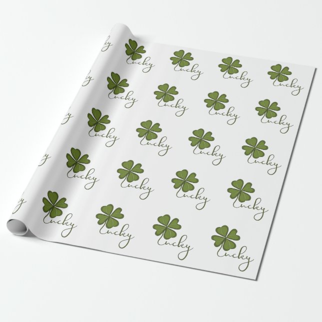 Papier Cadeau Trèfle à quatre feuilles chanceux (Déroulé)