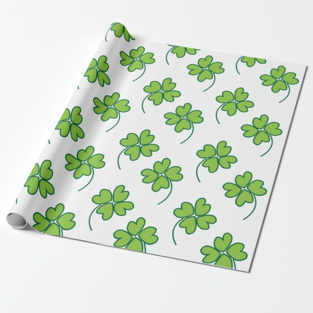 Papier Cadeau Trèfle à quatre feuilles chanceux (Déroulé)