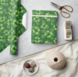 Papier Cadeau Trèfle à quatre feuilles vert irlandais