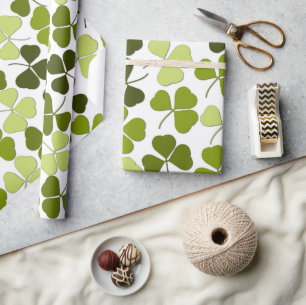 Papier Cadeau Trèfle vert dans une variété de nuances