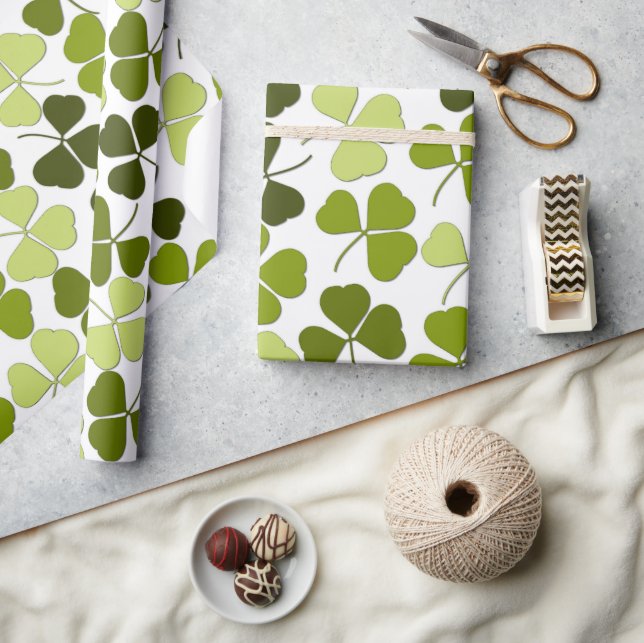 Papier Cadeau Trèfle vert dans une variété de nuances (Artisanat)