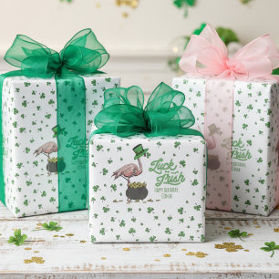 Papier Cadeau Trèfle Vert de Flamant Chanceux