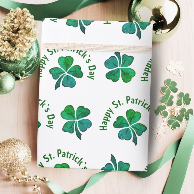 Papier Cadeau Trèfle Vert Shamrock Saint Patrick  (Créateur téléchargé)