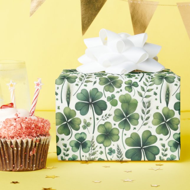 Papier Cadeau Trèfles apaisants (Fête d'anniversaire)