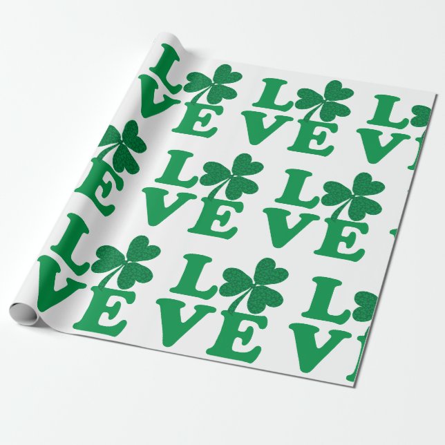 Papier Cadeau Trèfles d'amour (Déroulé)