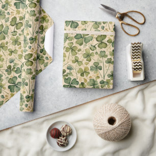 Papier Cadeau Trèfles verts délicats sans couture