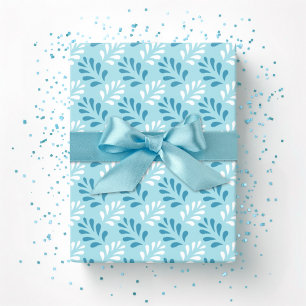 Papier Cadeau Trellis de Feuillage Prospère en Aqua