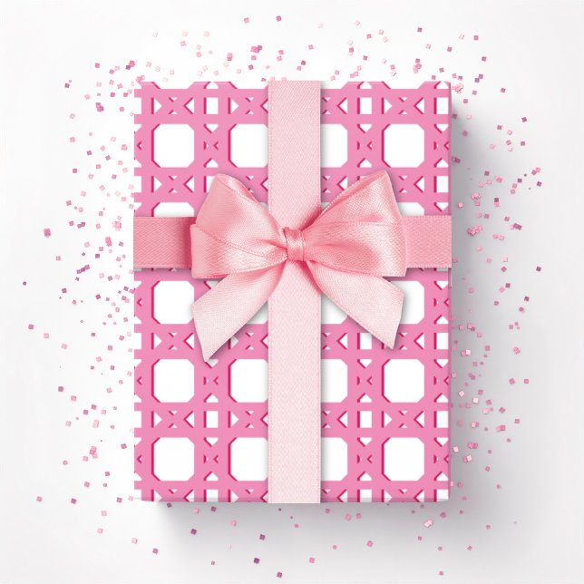 Papier Cadeau Trellis en Rotin de Style Chinois Rose (Créateur téléchargé)