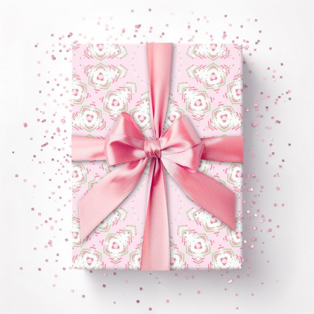 Papier Cadeau Trellis Fez Starburst en rose et vert (Créateur téléchargé)