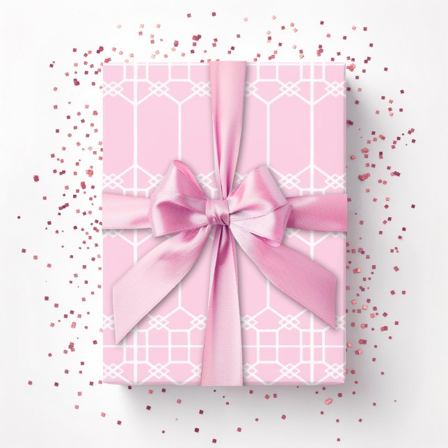 Papier Cadeau Trellis octogonal Chippendale en rose (Créateur téléchargé)
