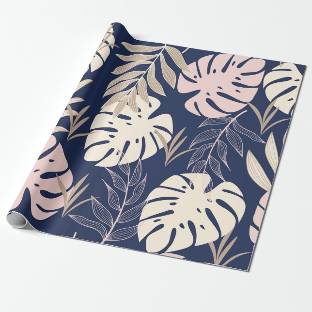Papier Cadeau Trend abstract seamless pattern with tropical leav (Déroulé)