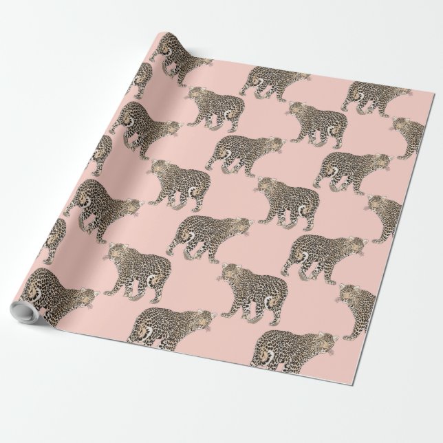 Papier Cadeau Trendy Chic leopard animal pattern (Déroulé)