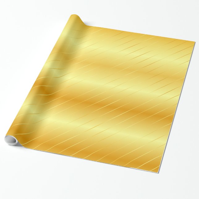 Papier Cadeau Trendy Faux Gold Glossy Elégant Modèle moderne (Déroulé)