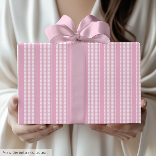 Papier Cadeau Trendy Light Pink Checkered Birthday Gift Wrap (Trendy Light Pink Checkered Birthday Gift Wrap)