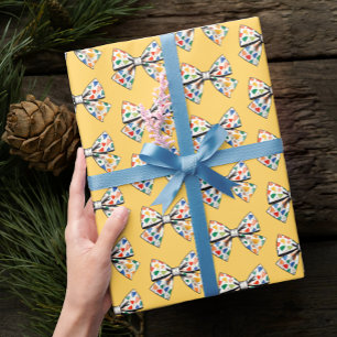 Papier Cadeau Trendy mignon Fun Colorful Bow Yellow Ribbon Motif