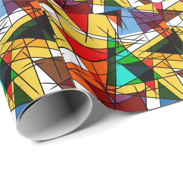 Papier Cadeau Triangle Coloré Géométrique Moderne (Coin rond)