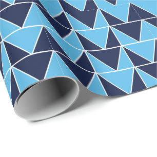 Papier Cadeau Triangle géométrique bleu de la marine bleue