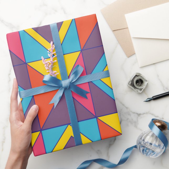 Papier Cadeau Triangle géométrique diamant coloré  (Cadeaux)
