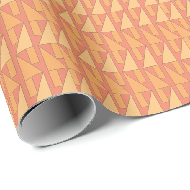 Papier Cadeau Triangle géométrique pêche (Coin rond)
